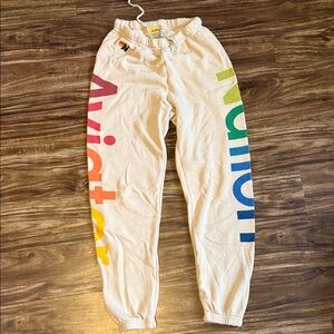 Aviator Nation Cream Rainbow Logo Sweatpants